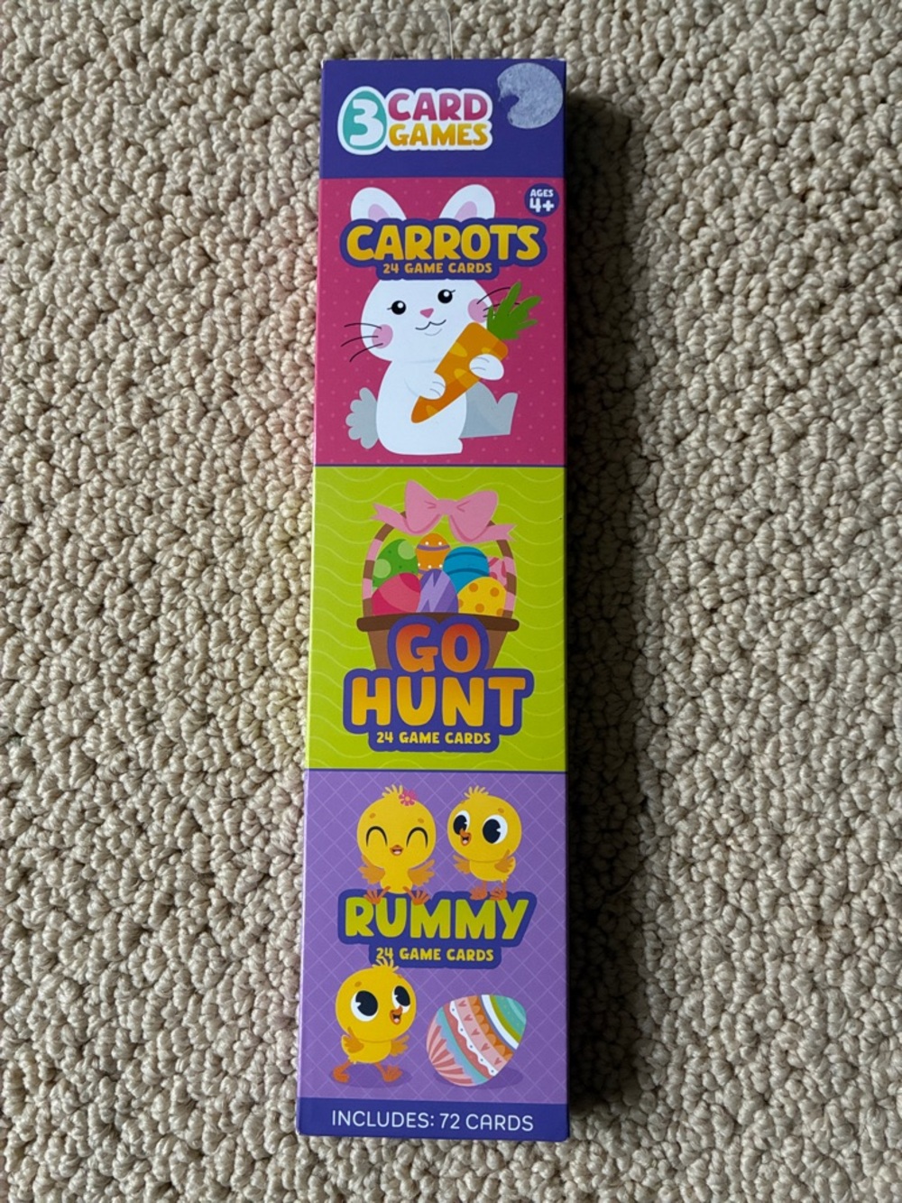 3 Card Games Kids Card Set – Purple, Pink & Green